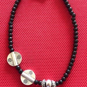 Single Anklet carving oxidized beads for Women