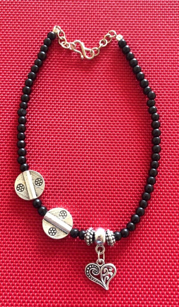 Single Anklet carving oxidized beads for Women