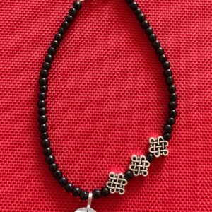 Single Anklet carving oxidized beads for Women