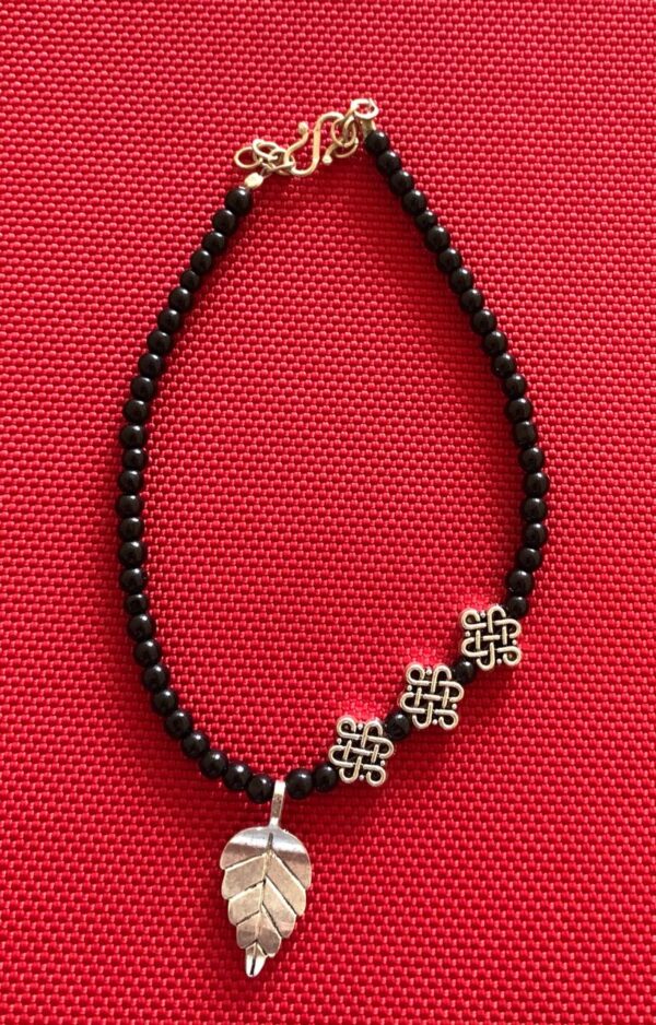 Single Anklet carving oxidized beads for Women