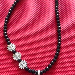 Single Anklet carving oxidized beads for Women