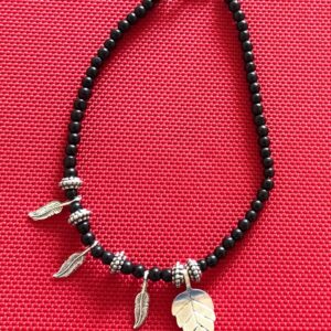 Single Anklet carving oxidized beads for Women