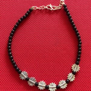 Single Anklet carving oxidized beads for Women