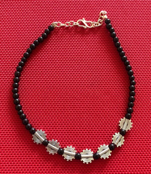 Single Anklet carving oxidized beads for Women