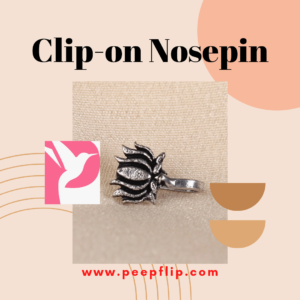 Round shape clip-on nosepin in black stone